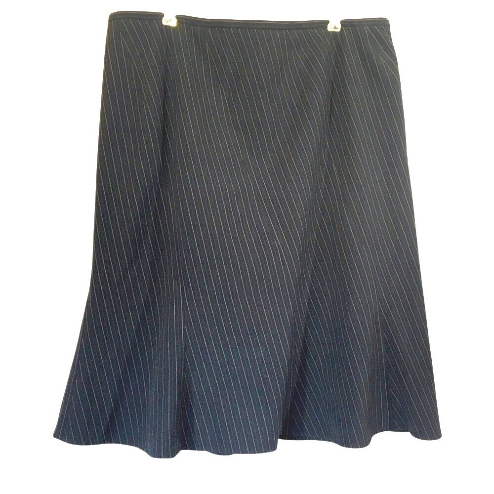 Apostrophe Pinstripe A-Line Skirt‎ Stretch 18 Black
